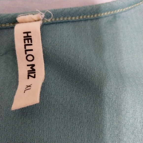 🔵BOGO FREE🔵 Hello Miz Soft Green Empire Waist Short Sleeve Top Sz XL - Picture 4 of 4